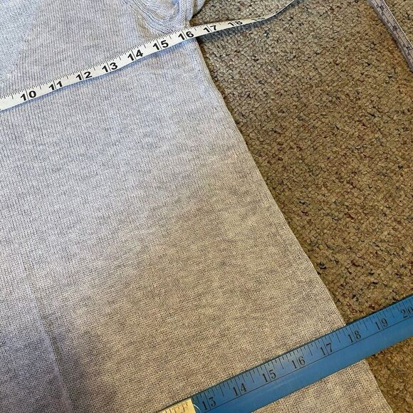 Y2K Express Gray Knit Sweater Dress Sz M Over Knees Pocket Pullover Stretch Soft - Picture 2 of 10